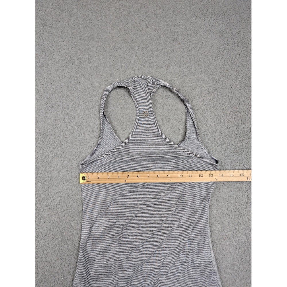 Lululemon Tank Top Womens Gray White Stripe Racerback‎ Athletic Yoga Gym Shirt - Picture 6 of 7